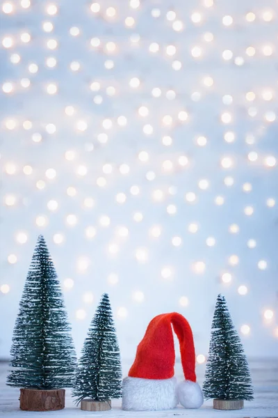 Mikulás Hatand Karácsonyfa Karácsony Újév Háttér Üdvözlőlap Ünnep — Stock Fotó