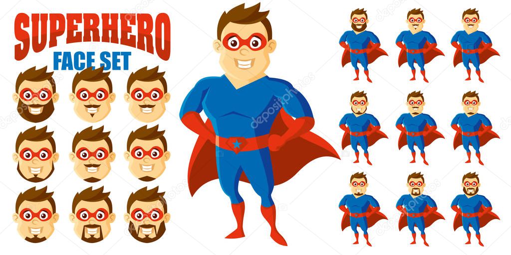 Superhero Face Set Cartoon character