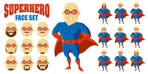 超级英雄面孔设置卡通人物 — 图库矢量图片