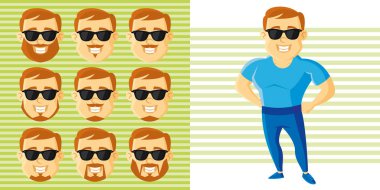 Yaz stili adam yüz ayarla çizgi film karakteri