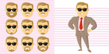 İşadamı yüz ayarla çizgi film karakteri