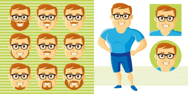 Yaz stili adam yüz ayarla çizgi film karakteri