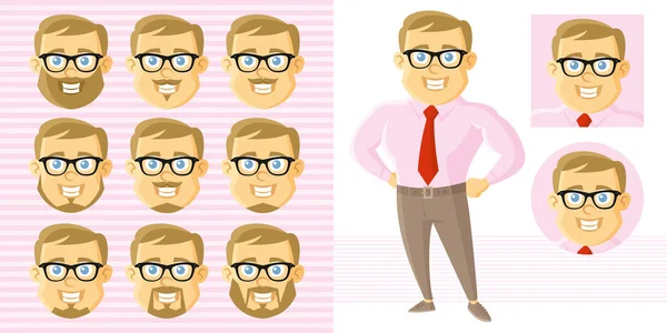 İşadamı yüz ayarla çizgi film karakteri