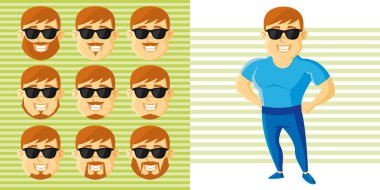 Yaz stili adam yüz ayarla çizgi film karakteri