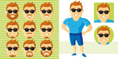 Yaz stili adam yüz ayarla çizgi film karakteri