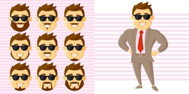 İşadamı yüz ayarla çizgi film karakteri