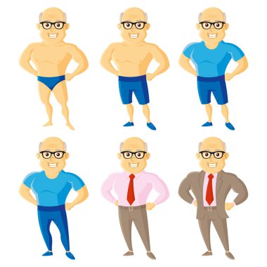 Athletic yaşlı adamlar ayarla çizgi film karakteri