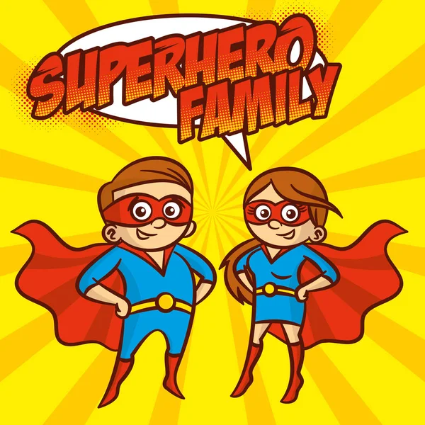 Superhero Family Superheroes Ilustrasi karakter kartun Vektor - Stok Vektor