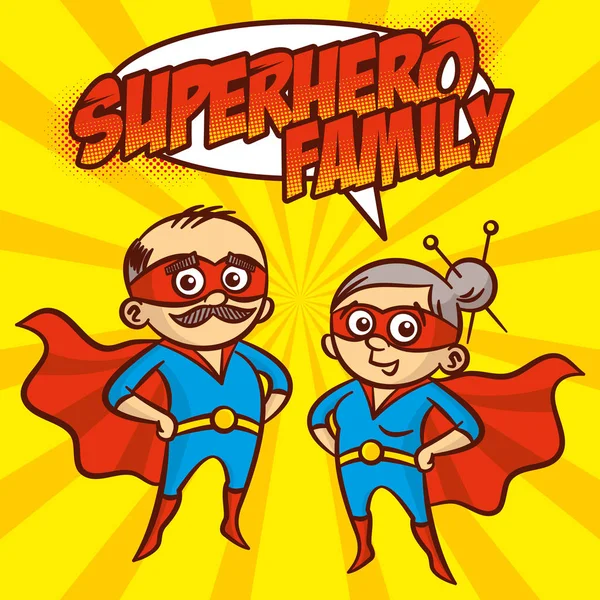 Superhero Family Superheroes Ilustrasi karakter kartun Vektor - Stok Vektor