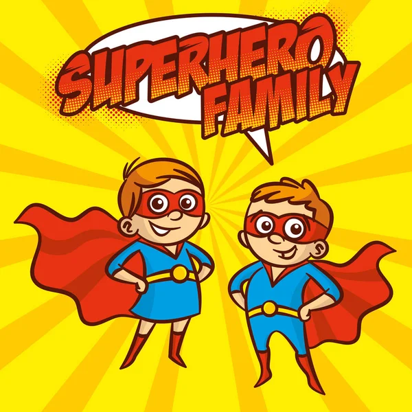 Superheld familie superhelden Cartoon karakter vectorillustratie — Stockvector