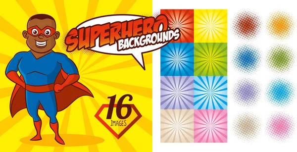 Superhero Background set Super hero character Vector — Stock Vector