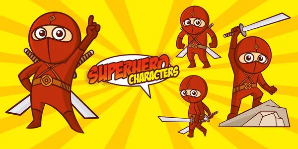 Supereroe personaggio Supereroi Set disegno illustrazione vettoriale — Vettoriale Stock
