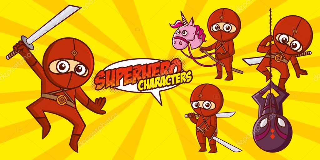 Superheroes Set Superhero character Vector illustration design