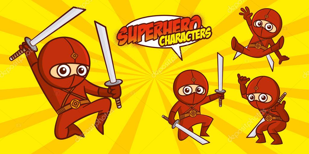 Superheroes Set Superhero character Vector illustration design