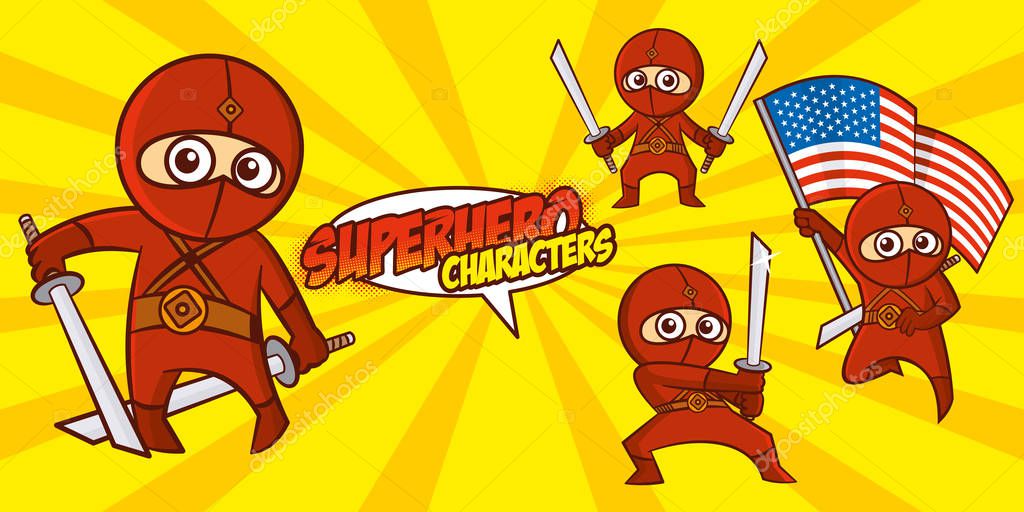 Superheroes Set Superhero character Vector illustration design