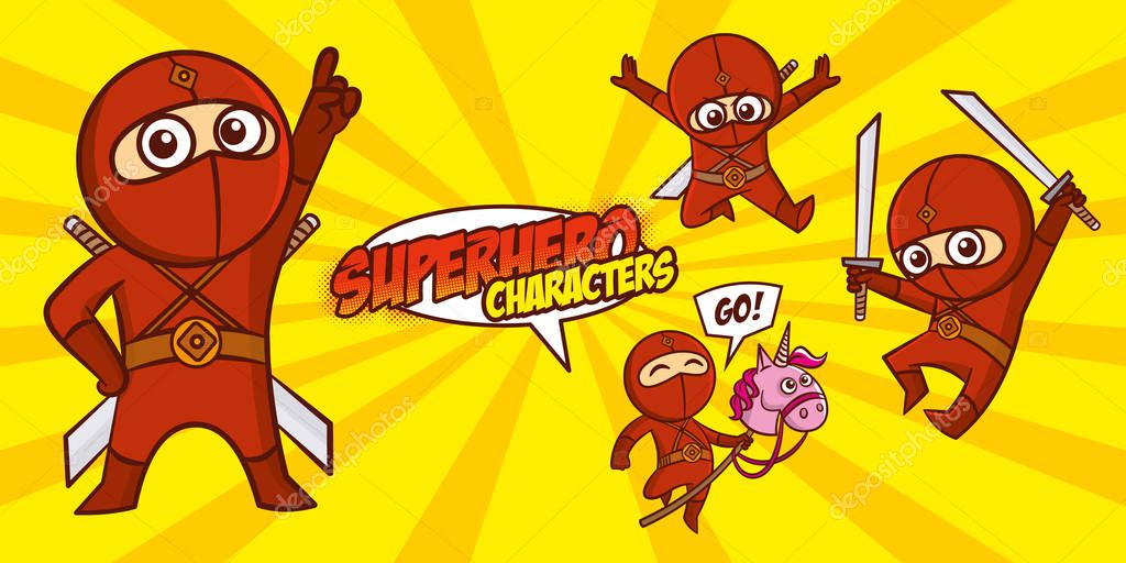 Superheroes Set Superhero character Vector illustration design