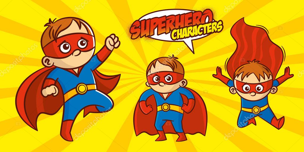 Superheroes Set Superhero character Vector illustration design