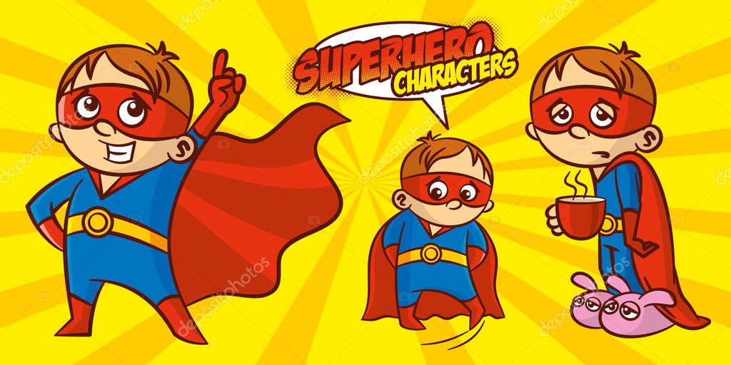 Superheroes Set Superhero character Vector illustration design