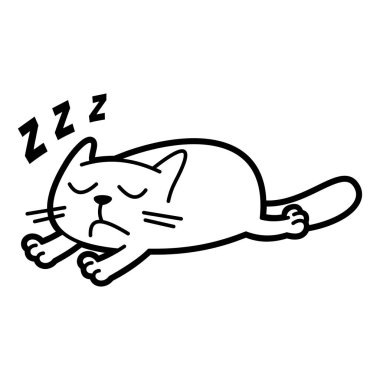 Çizgi film karakter boyama sayfa siyah beyaz kedi