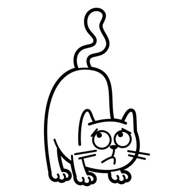 Çizgi film karakter boyama sayfa siyah beyaz kedi