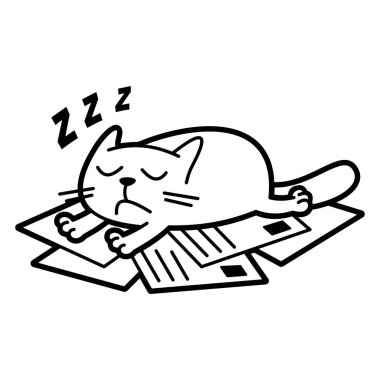 Çizgi film karakter boyama sayfa siyah beyaz kedi