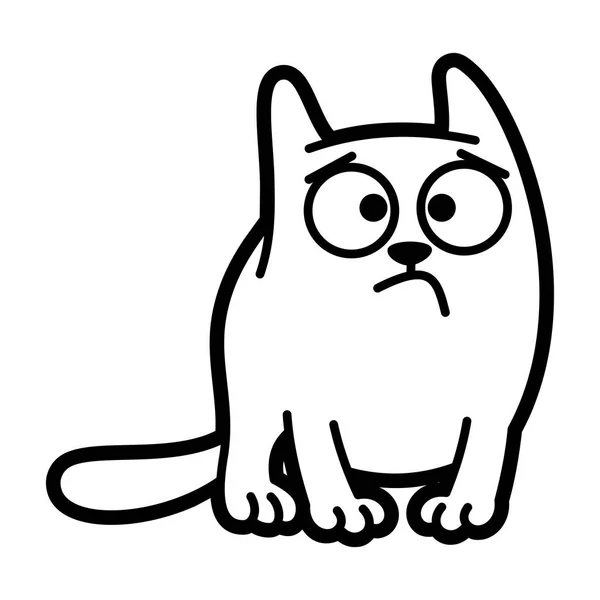 Katze Cartoon Charakter Malseite schwarz und weiß — Stockvektor