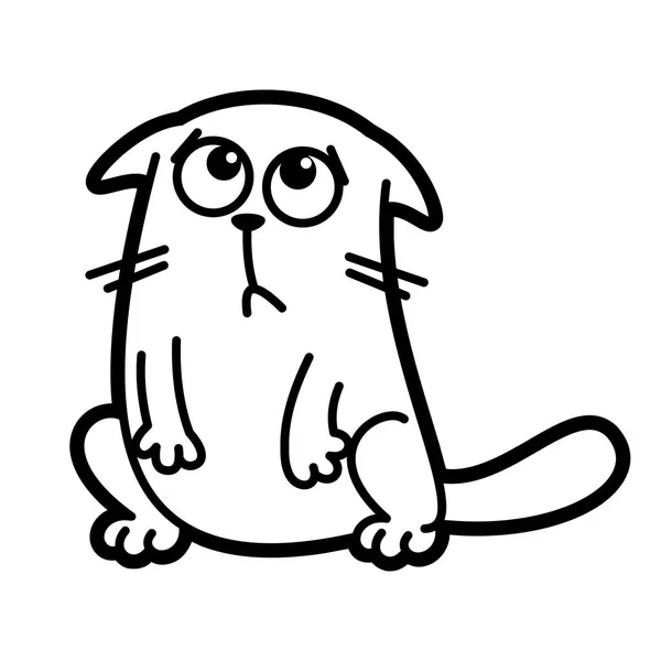 Kat Cartoon karakter kleurplaat zwart-wit — Stockvector
