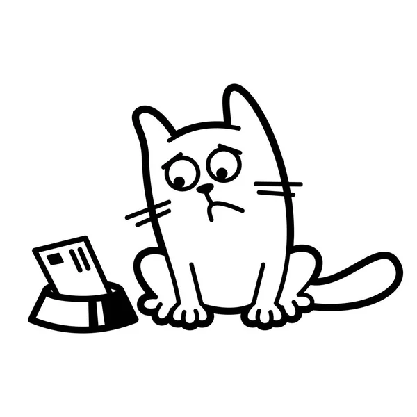 Personagem de desenho animado do gato Desenho para colorir Preto e branco — Vetor de Stock