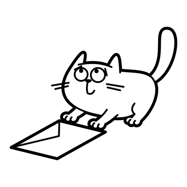 Personagem de desenho animado do gato Desenho para colorir Preto e branco — Vetor de Stock