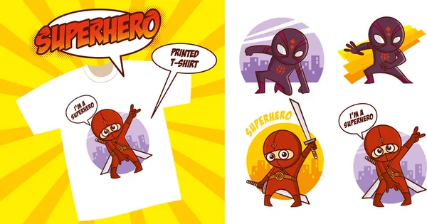 超级英雄人物超级英雄集矢量插画设计 — 图库矢量图片