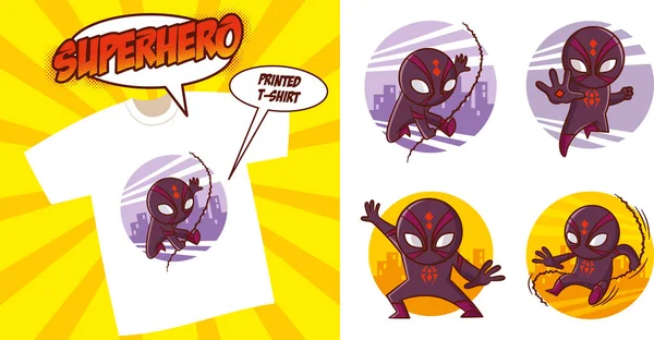 Superhero karakter Superheroes Set desain ilustrasi Vektor - Stok Vektor