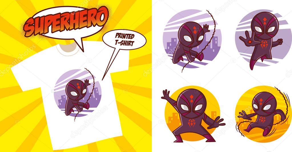Superheroes Set Superhero character Vector illustration design for printed t-shirt