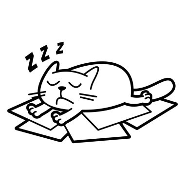 Çizgi film karakter boyama sayfa siyah beyaz vektör çizim kedi