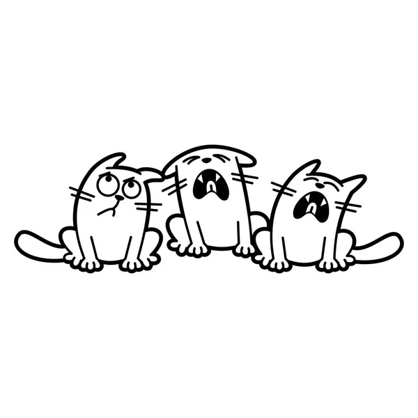 Desenho Animado Gato Desenho Animado Desenho Para Colorir Preto Branco — Vetor de Stock