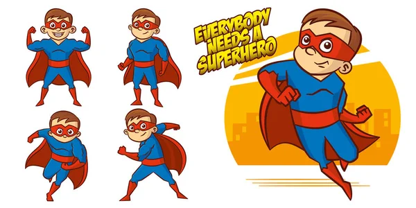 Superheld Characterdesign superhelden instellen Vector Illustratie — Stockvector