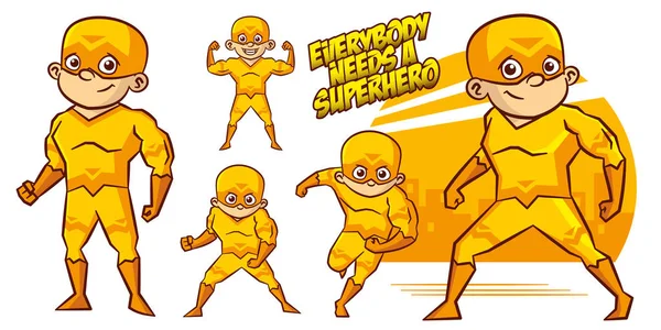 Superhero karakter Superheroes Set desain ilustrasi Vektor - Stok Vektor