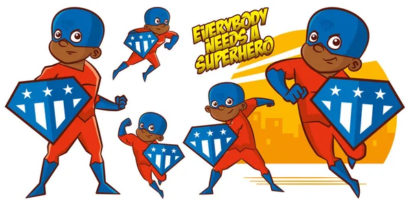 Personaje de superhéroe Superhéroes Set Diseño de ilustración vectorial — Vector de stock