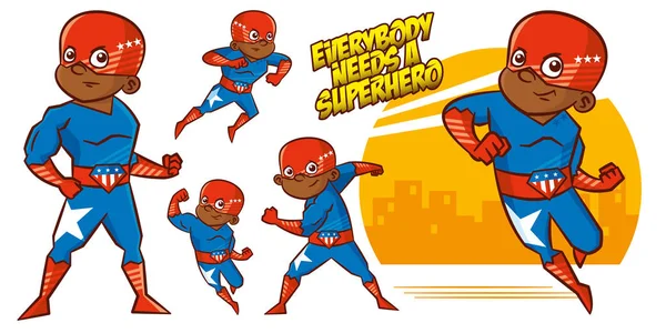 Supereroe personaggio Supereroi Set disegno illustrazione vettoriale — Vettoriale Stock