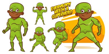 Süper kahraman karakter süper kahramanlar ayarla vektör çizim tasarımı