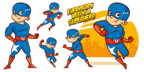 Superheld Characterdesign superhelden instellen Vector Illustratie — Stockvector