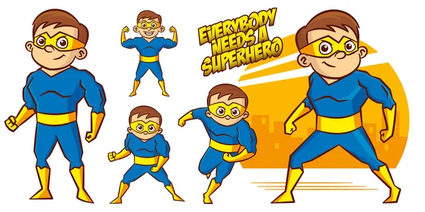 Superhelt karakter Superhelte Set vektor illustration design – Stock-vektor