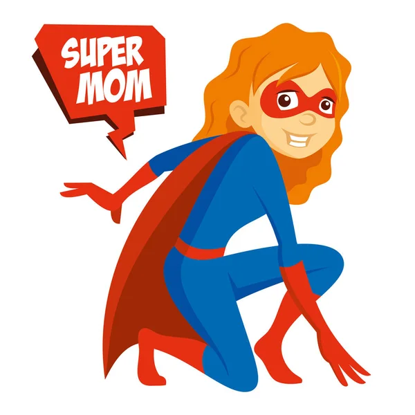 Superhero Woman Supermom Kartun karakter Vektor ilustrasi - Stok Vektor