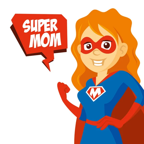 Superheld vrouw Supermom Cartoon karakter vectorillustratie Rechtenvrije Stockvectors
