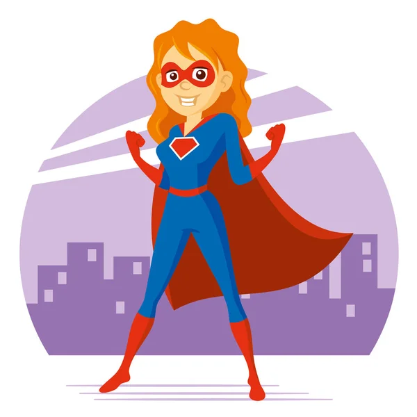 Super-herói Mulher Supermom Desenho animado personagem Vector ilustração — Vetor de Stock