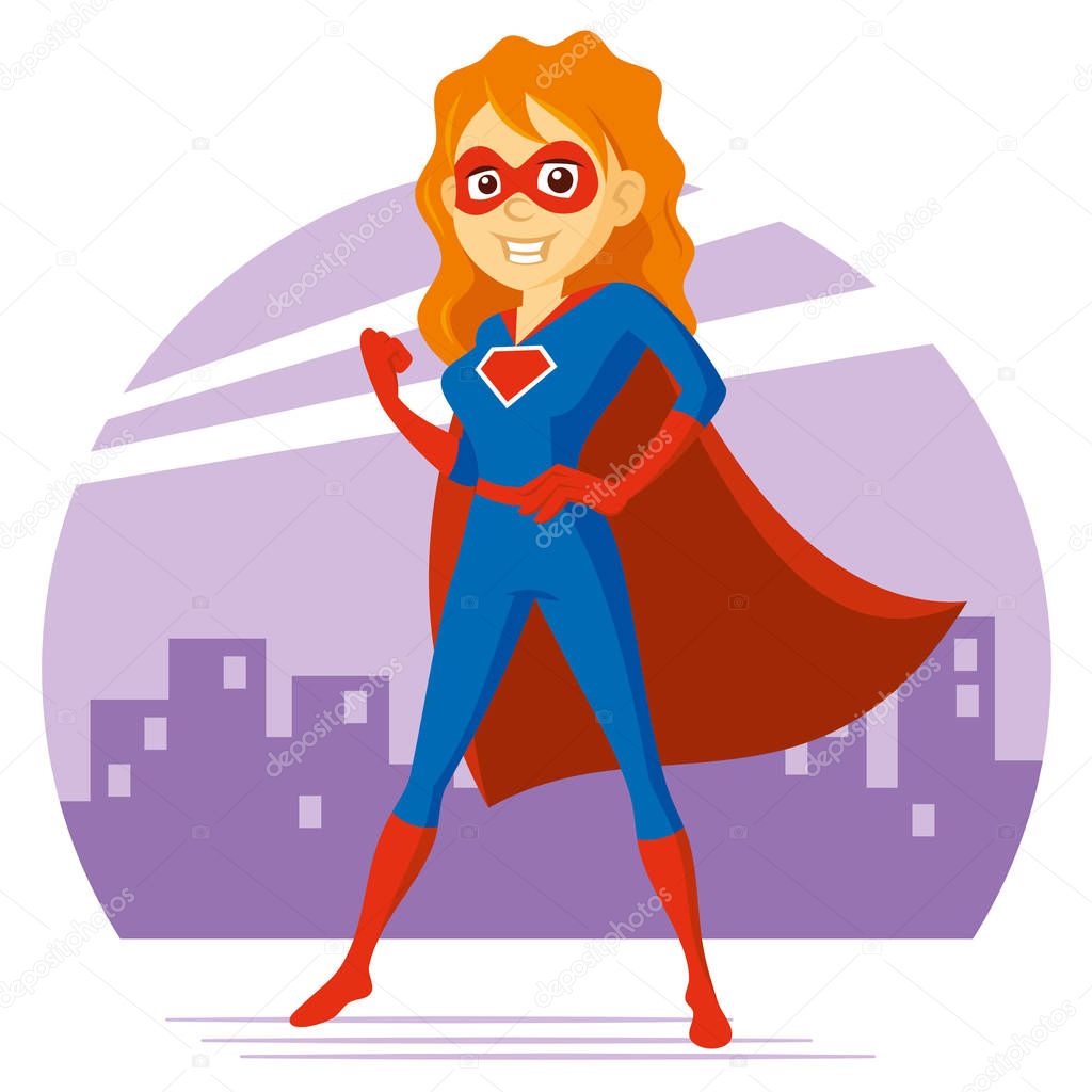 Superhero Woman Supermom Cartoon character Vector illustration