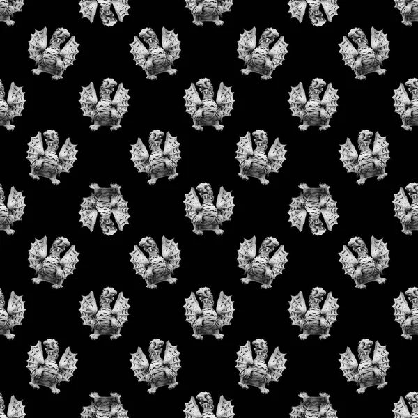 Şeytanlar heykeller motifi gri ve siyah renklerde konuşma Dikişsiz desen tasarım