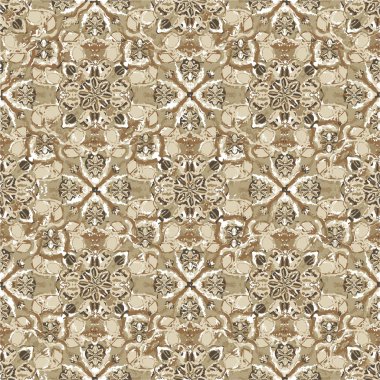 Dijital Kolaj tekniği egzotik süslü Dikişsiz desen dizayn kahverengi tonlarında