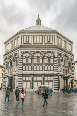 Floransa, İtalya, Ocak-2018-Floransa, İtalya ünlü San Giovanni vaftizhane ön görünümü