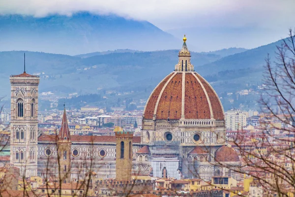 Havadan Görünümü Ünlü Santa Maria Del Fiore Katedrali Tarihi Merkezi — Stok fotoğraf