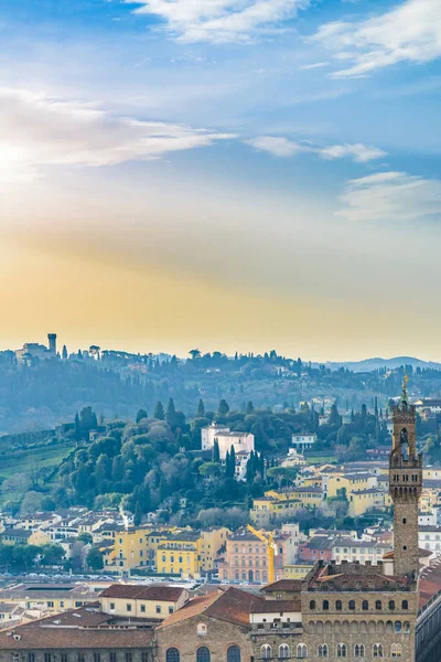 Vista Aérea Ciudad Florencia Con Famoso Edificio Palazzo Vecchio Como —  Fotos de Stock